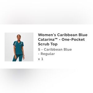 Figs Caribbean Blue Catarina scrub top. Never worn, tag still on. S